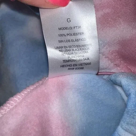 Women's Miss Posh Blue and Pink Tie Dye Cropped Hoodie Size L - Picture 4 of 4
